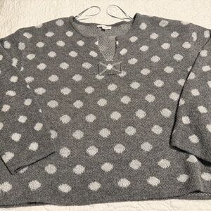 Blu Pepper Gray and White Polka Dot Sweater
